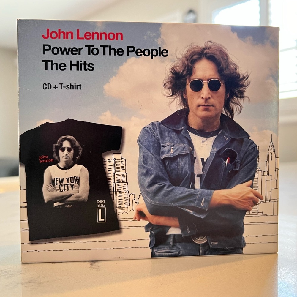 John Lennon CD (Power to the People The Hits) & T-Shirt (Large)